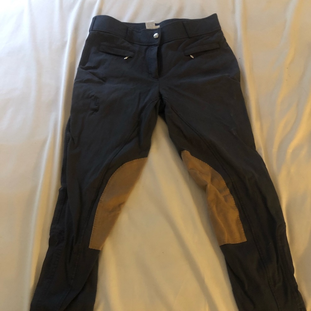 Riding sport breeches blue with tan knee patches